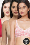 InnerSense Double Layered Non Wired Full Coverage T-Shirt Bra (Pack of 3) - Multicolor — thumbnail 1