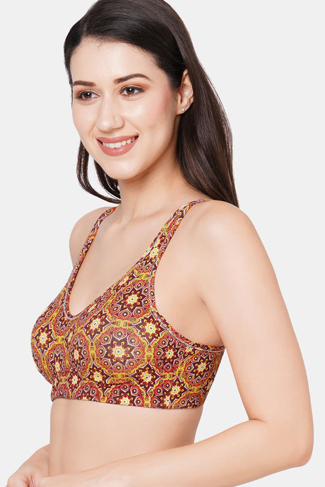 InnerSense Double Layered Non-Wired Full Coverage Super Support Bra - Red Print — image 3