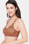 InnerSense Double Layered Non-Wired Full Coverage Minimiser Bra - Red Print — thumbnail 3
