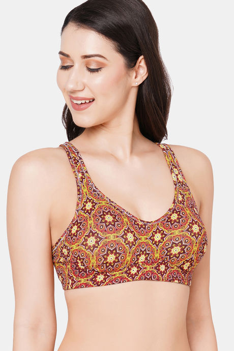 InnerSense Double Layered Non-Wired Full Coverage Super Support Bra - Red Print — image 4