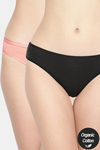 InnerSense Anti Microbial Medium Rise Full Coverage Bikini Panty (Pack of 2) - Peach Black — thumbnail 1