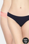 InnerSense Anti Microbial Medium Rise Full Coverage Bikini Panty (Pack of 2) - Navy Peach — thumbnail 1