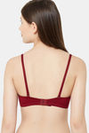 Juliet Single Layered Non Wired Medium Coverage Lace Bra - Maroon — thumbnail 3