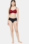 Juliet Single Layered Non Wired Medium Coverage Lace Bra - Maroon — thumbnail 4