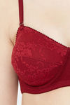 Juliet Single Layered Non Wired Medium Coverage Lace Bra - Maroon — thumbnail 5