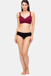 Juliet Double Layered Non Wired Full Coverage Minimiser Bra - Maroon — thumbnail 4