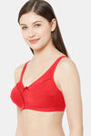 Juliet Single Layered Non Wired Full Coverage Minimiser Bra - Red — thumbnail 3