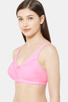 Juliet Single Layered Non Wired Full Coverage Minimiser Bra - Pink — thumbnail 3