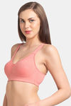 Juliet Lightly Lined Non-Wired Full Coverage Minimiser Bra - Peach — thumbnail 3