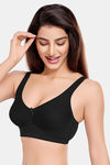 Juliet Double Layered Non-Wired Full Coverage Minimiser Bra - Black — thumbnail 4