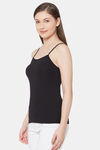 Juliet Cotton Elastane Camisole - Black — thumbnail 2