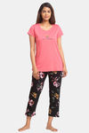 Juliet Cotton Capri Set - Pink Black — thumbnail 1