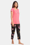 Juliet Cotton Capri Set - Pink Black — thumbnail 3