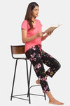 Juliet Cotton Capri Set - Pink Black — thumbnail 4