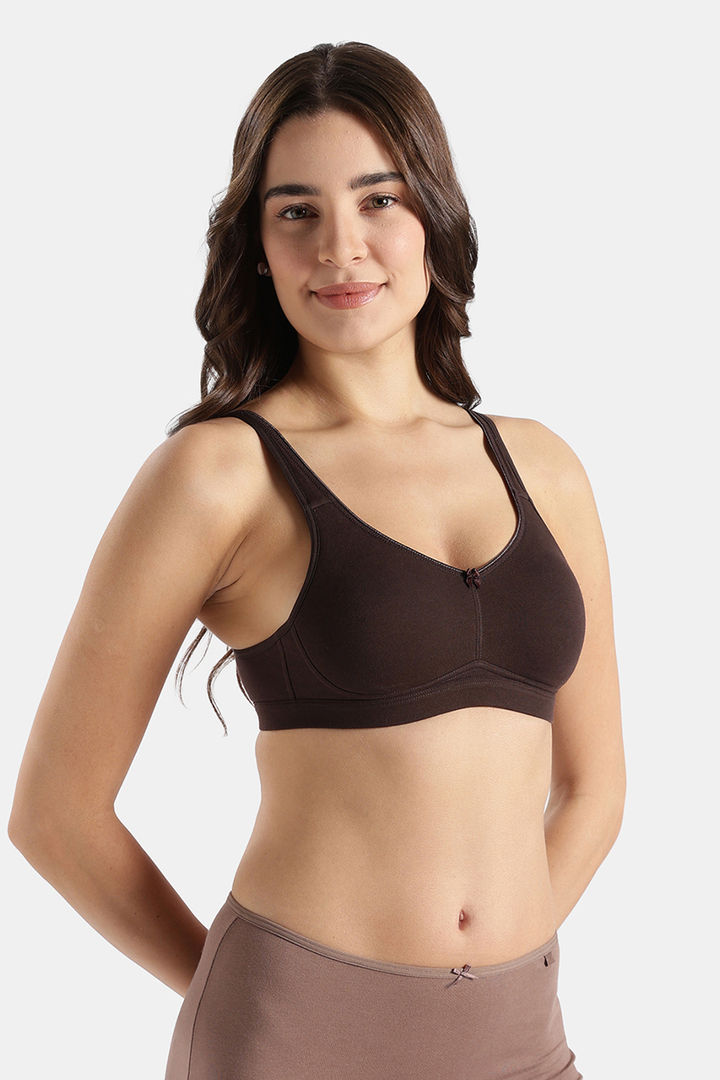 Jockey Wirefree Non Padded Super Combed Cotton Elastane Stretch Full Coverage Everyday Bra with Concealed Shaper Panel - Coffee — image 2