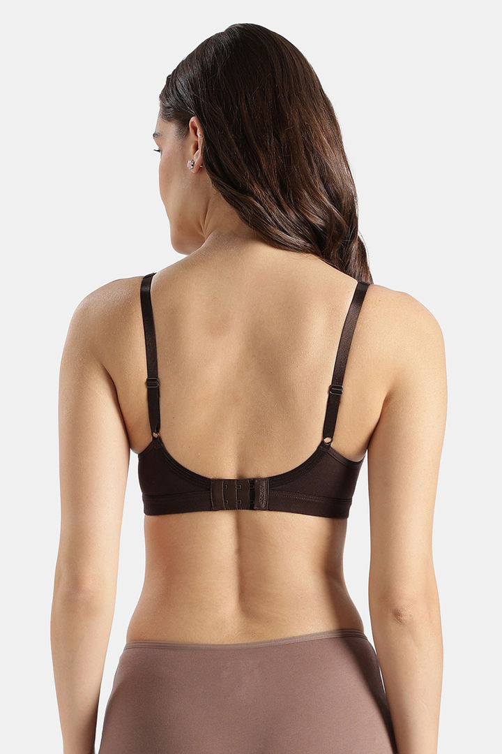Jockey Wirefree Non Padded Super Combed Cotton Elastane Stretch Full Coverage Everyday Bra with Concealed Shaper Panel - Coffee — image 3