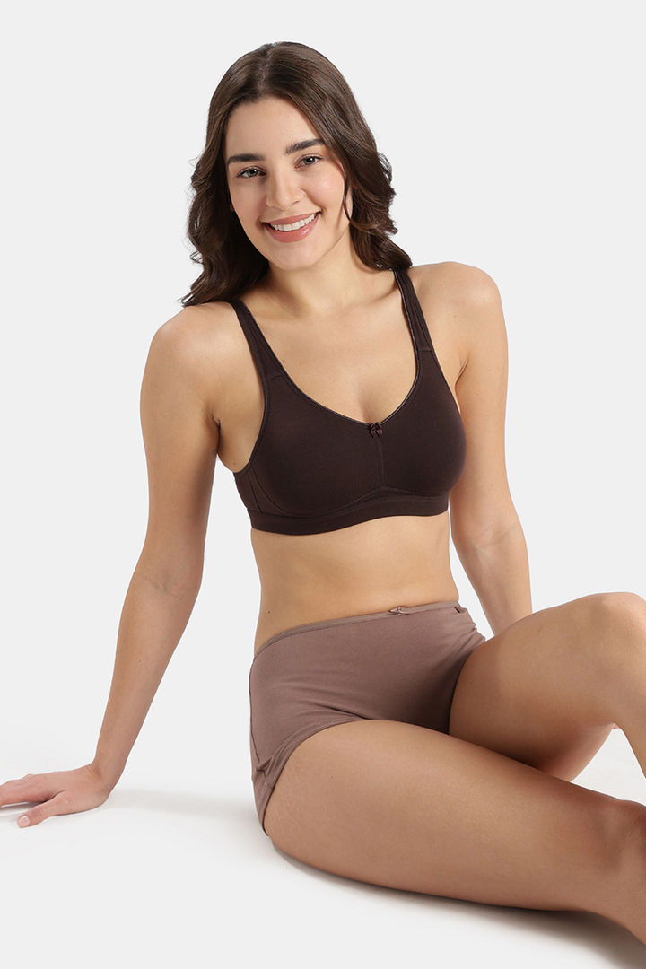 Jockey Wirefree Non Padded Super Combed Cotton Elastane Stretch Full Coverage Everyday Bra with Concealed Shaper Panel - Coffee — image 5
