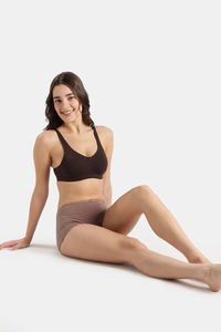 Jockey Wirefree Non Padded Super Combed Cotton Elastane Stretch Full Coverage Everyday Bra with Concealed Shaper Panel - Coffee — thumbnail 6