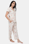 House of Artemis Knit Cotton Pyjama Set - Peach White — thumbnail 2