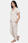 House of Artemis Knit Cotton Pyjama Set - Peach White — thumbnail 3