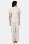 House of Artemis Knit Cotton Pyjama Set - Peach White — thumbnail 4