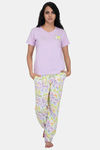 House of Artemis Knit Cotton Pyjama Set - Purple White — thumbnail 1