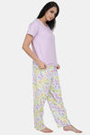 House of Artemis Knit Cotton Pyjama Set - Purple White — thumbnail 3