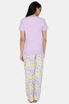 House of Artemis Knit Cotton Pyjama Set - Purple White — thumbnail 4