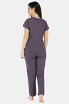 House of Artemis Knit Cotton Pyjama Set - Dark Purple — thumbnail 4