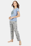 House of Artemis Knit Cotton Pyjama Set - Blue And Grey — thumbnail 3