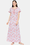 XIN Polyester Cotton Nightdress - White Red — thumbnail 1