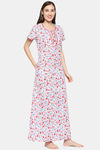 XIN Polyester Cotton Nightdress - White Red — thumbnail 2
