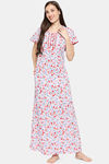 XIN Polyester Cotton Nightdress - White Red — thumbnail 5