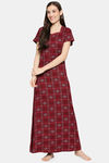 XIN Rayon Nightdress - Maroon — thumbnail 1