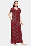 XIN Rayon Nightdress - Maroon — thumbnail 3