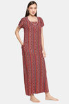 XIN Polyester Nightdress - Maroon Stripe — thumbnail 2