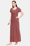 XIN Polyester Nightdress - Maroon Stripe — thumbnail 3