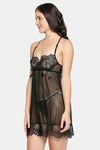 XIN Polyester Spandex Babydoll - Black — thumbnail 2