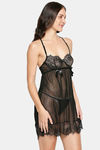 XIN Polyester Spandex Babydoll - Black — thumbnail 3