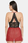 XIN Polyester Babydoll with Thong - Maroon — thumbnail 4