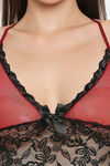 XIN Polyester Babydoll with Thong - Maroon — thumbnail 6