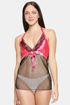 XIN Polyester Babydoll with Thong - Black — thumbnail 1