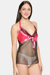 XIN Polyester Babydoll with Thong - Black — thumbnail 2