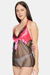 XIN Polyester Babydoll with Thong - Black — thumbnail 3
