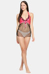 XIN Polyester Babydoll with Thong - Black — thumbnail 5