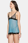 XIN Polyester Babydoll with Thong - Teal — thumbnail 3
