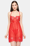 XIN Polyester Babydoll with Thong - Red — thumbnail 1