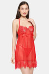 XIN Polyester Babydoll with Thong - Red — thumbnail 2