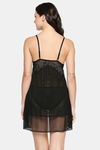 XIN Polyester Babydoll with Thong - Black — thumbnail 4