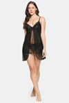 XIN Polyester Babydoll with Thong - Black — thumbnail 5